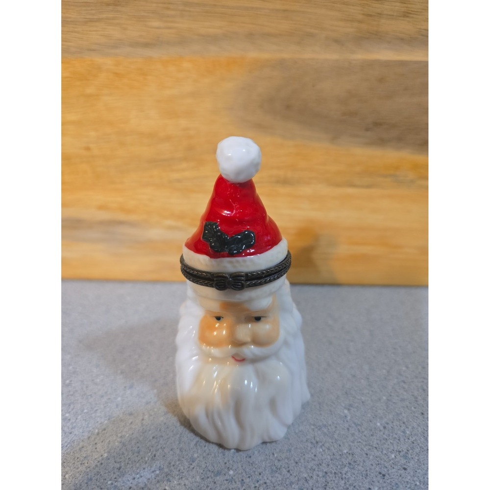 Santa Hinged Trinket Box, Christmas Decoration